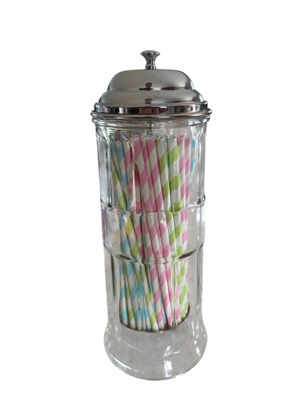 Glass Straw Dispenser holder vintage